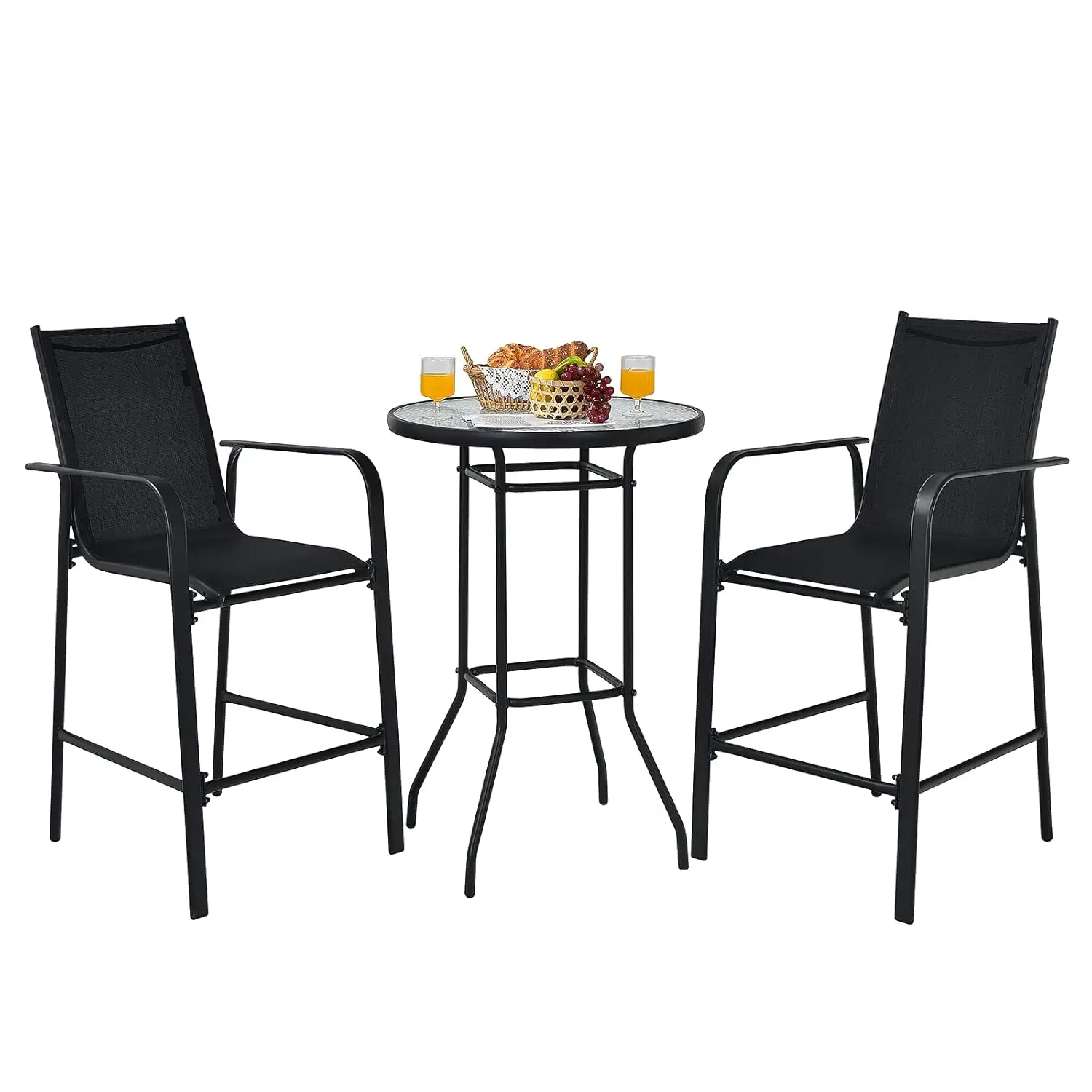 3pc Bar Set Outdoor Patio Bistro 2 Stools & Tempered Glass Table Backyard Garden Lawn, Customized
3pc Bar Set Outdoor Patio Bistro 2 Stools & Tempered Glass Table Backyard Garden Lawn, Customized