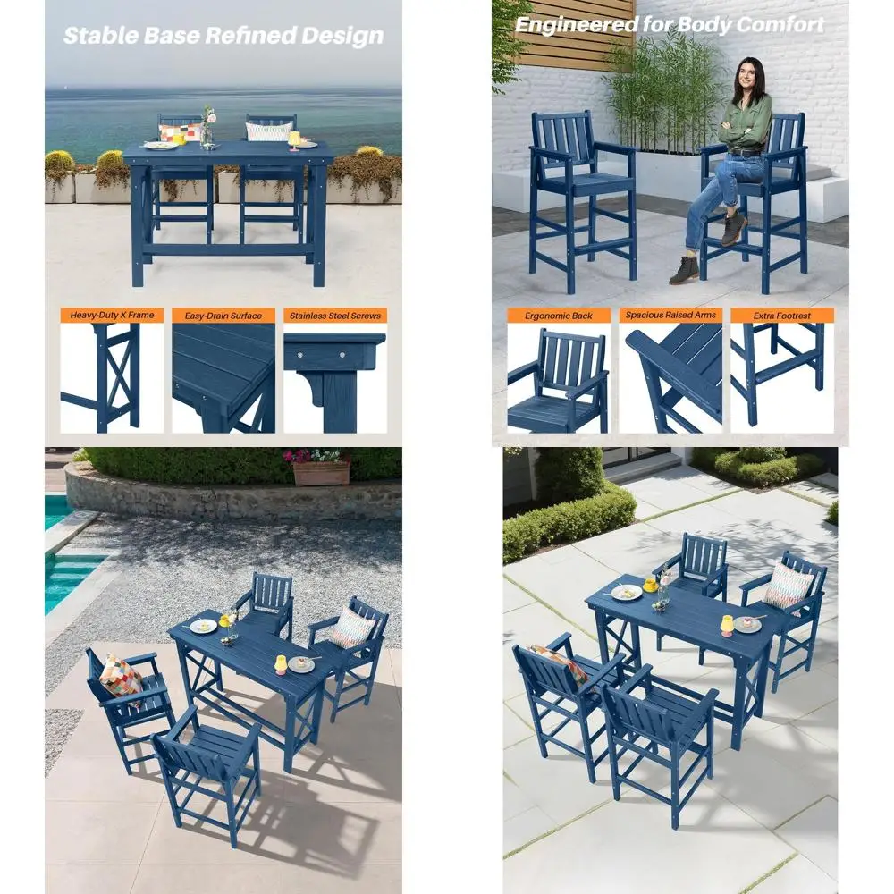 Комплект для патио из 5 предметов: высокий стол и 4 кресла Adirondack из HDPE для всесезонного использования
Комплект для патио из 5 предметов: высокий стол и 4 кресла Adirondack из HDPE для всесезонного использования