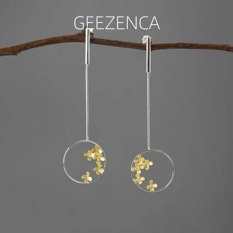 Женские серьги-капли GEEZENCA из стерлингового серебра 925 пробы с османтусом, 2-цветные, элегантные, эстетические, изящные, с полым цветком, висячие серьги в подарок
Женские серьги-капли GEEZENCA из стерлингового серебра 925 пробы с османтусом, 2-цветные, элегантные, эстетические, изящные, с полым цветком, висячие серьги в подарок