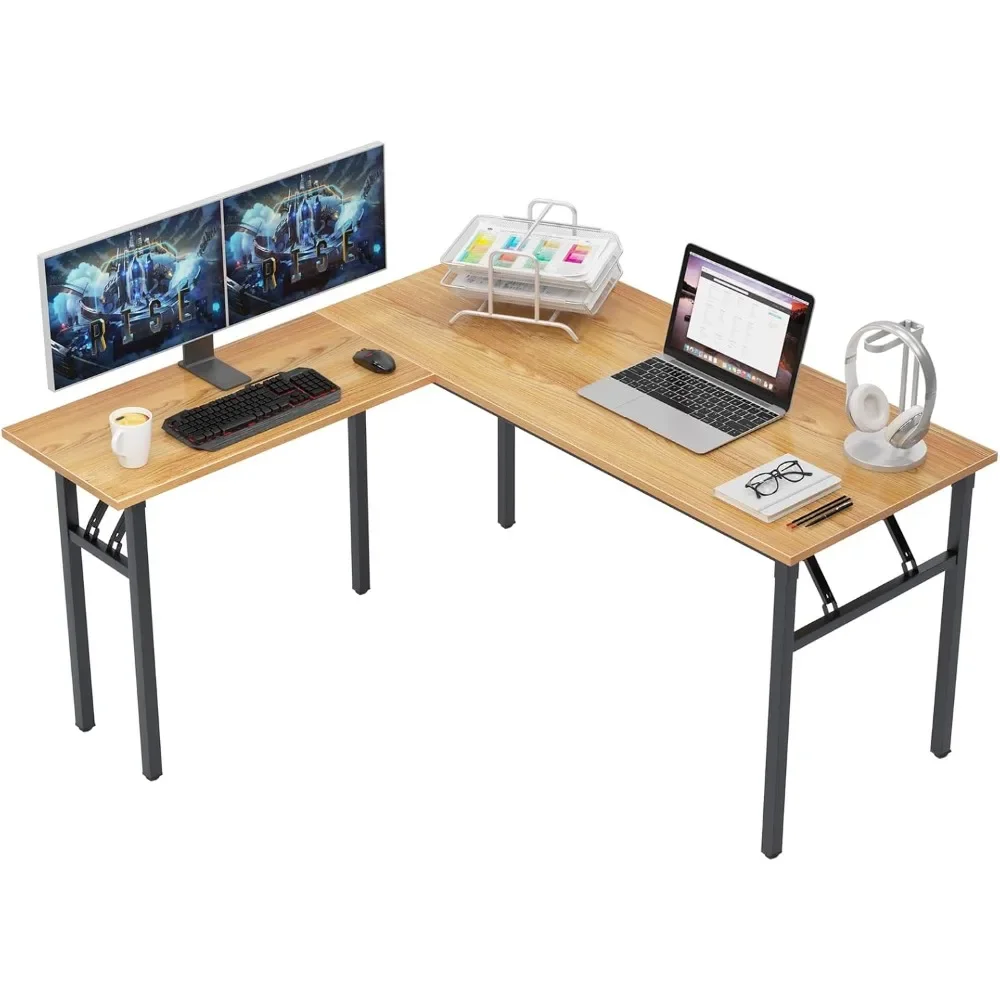 L Shaped Folding Desk, Reversible Computer Desk for Home Office, Large Foldable Gaming Desk Table Workstation, Teak and Black
L Shaped Folding Desk, Reversible Computer Desk for Home Office, Large Foldable Gaming Desk Table Workstation, Teak and Black