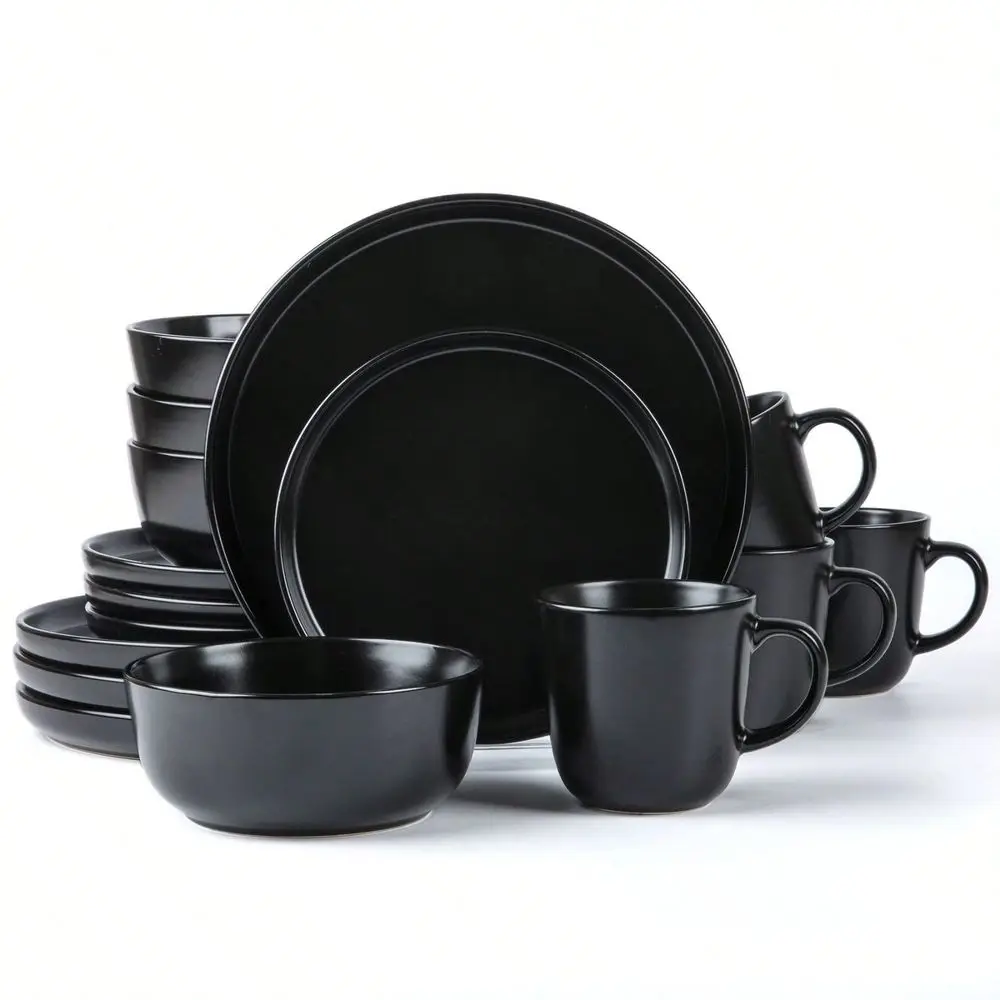 Stoneware 16pc Double Bowl Dinnerware Set For 4, Dinner And Side Plates, Cereal And Pasta Bowls Mug Matte Black.Durable And Mic
Stoneware 16pc Double Bowl Dinnerware Set For 4, Dinner And Side Plates, Cereal And Pasta Bowls Mug Matte Black.Durable And Mic