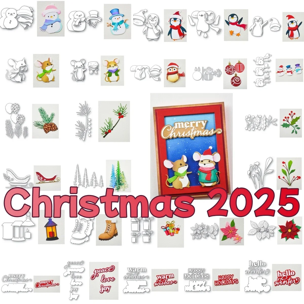 New 2025 Winter Snowman Penguin Mouse Bird Letter Metal Cutting Dies for DIY Making Gift Card Scrapbooking Craft Decoration
New 2025 Winter Snowman Penguin Mouse Bird Letter Metal Cutting Dies for DIY Making Gift Card Scrapbooking Craft Decoration