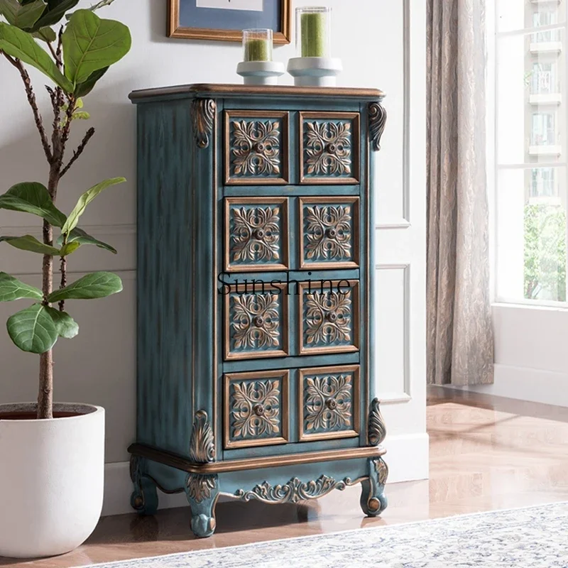 European chest of drawers American bedside Chinese solid wood storage drawer cabinet engraving
European chest of drawers American bedside Chinese solid wood storage drawer cabinet engraving