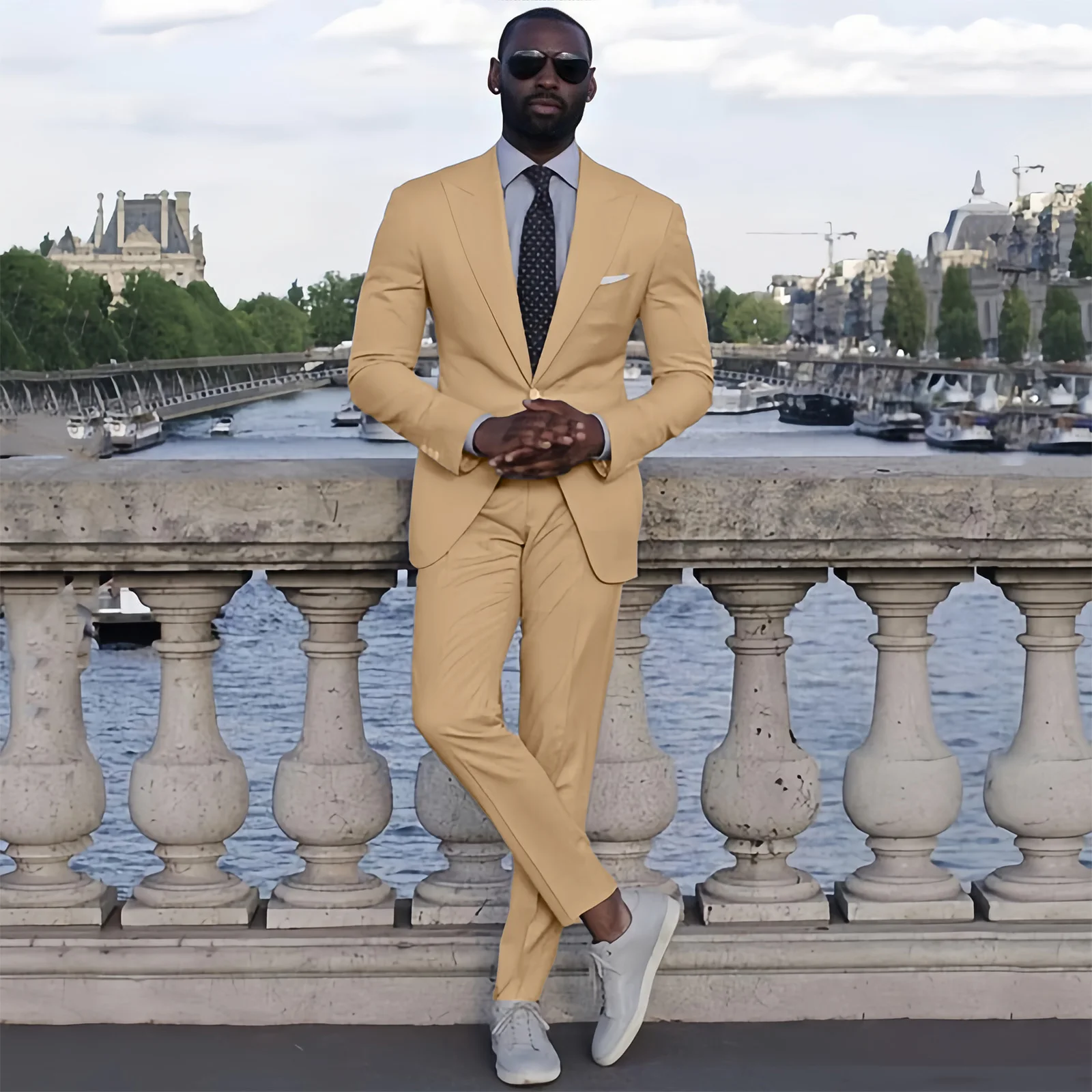 Khaki Smart Casual Peaked Lapel Suits for Men Slim Fit Solid Boys Suit Trajes Para Hombre Herren Anzug Custom Made Men Suits
Khaki Smart Casual Peaked Lapel Suits for Men Slim Fit Solid Boys Suit Trajes Para Hombre Herren Anzug Custom Made Men Suits