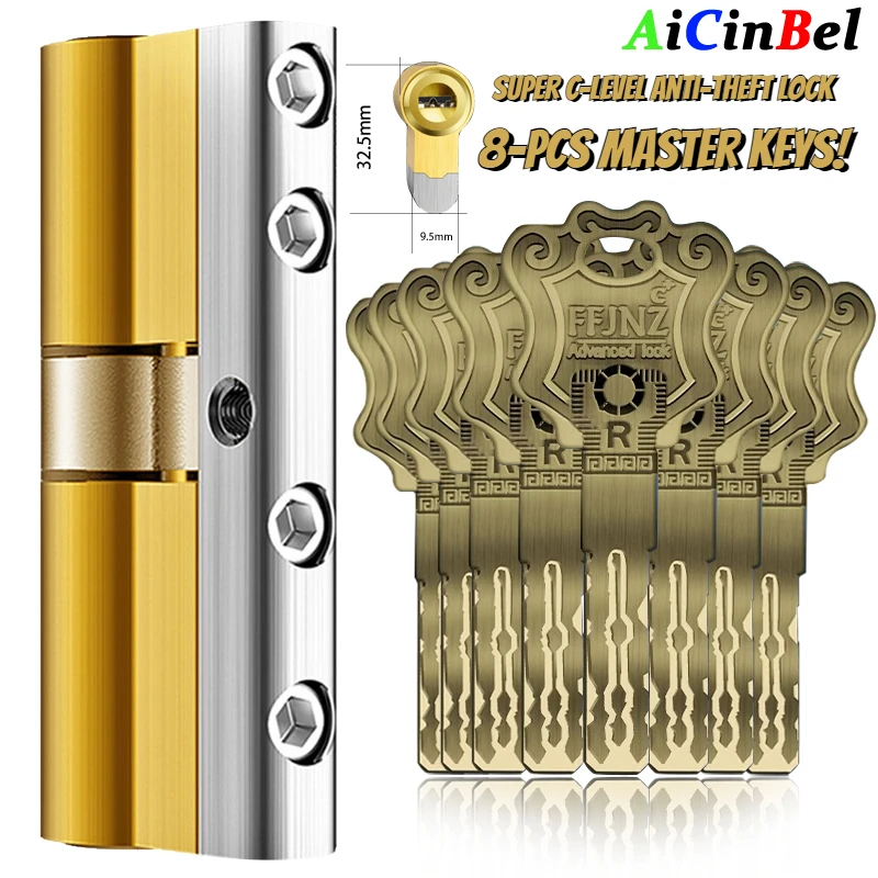 Super C-level Entrance Lock Cylinder, All Copper Material Lock Cylinder, Anti-theft Lock Household Lock Cilindros 8-Master Keys
Super C-level Entrance Lock Cylinder, All Copper Material Lock Cylinder, Anti-theft Lock Household Lock Cilindros 8-Master Keys