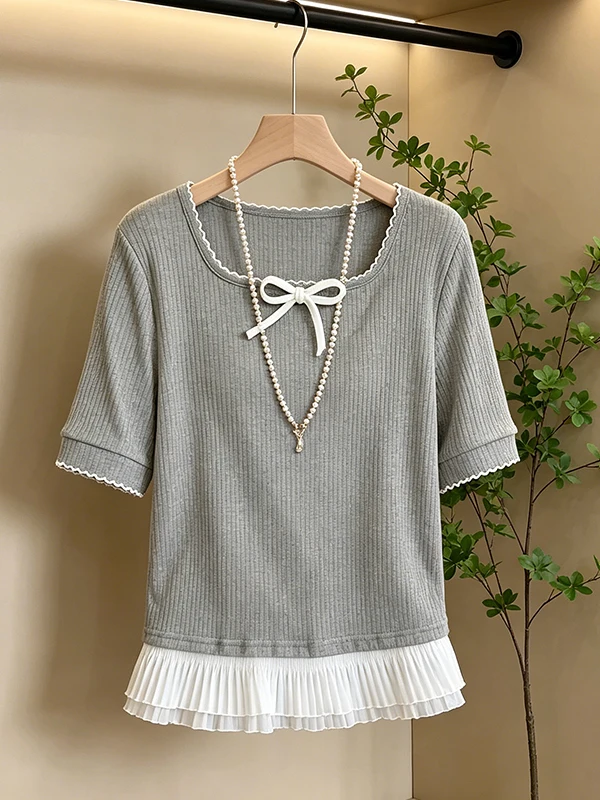 plus Size Summer New Women's Short Sleeve T-Shirt Stylish Unique Beautiful Small Top for Plump Sister Korean Style Commute
plus Size Summer New Women's Short Sleeve T-Shirt Stylish Unique Beautiful Small Top for Plump Sister Korean Style Commute