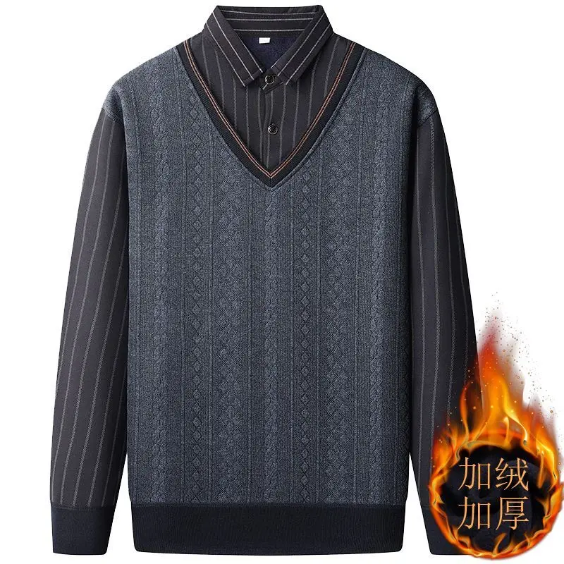 Autumn Winter Men Fleece Shirt-collar Sweater 2026 Fashion Stripe Jacquard Thick Warm Sweater Male Velvet Thicken Sweater
Autumn Winter Men Fleece Shirt-collar Sweater 2026 Fashion Stripe Jacquard Thick Warm Sweater Male Velvet Thicken Sweater