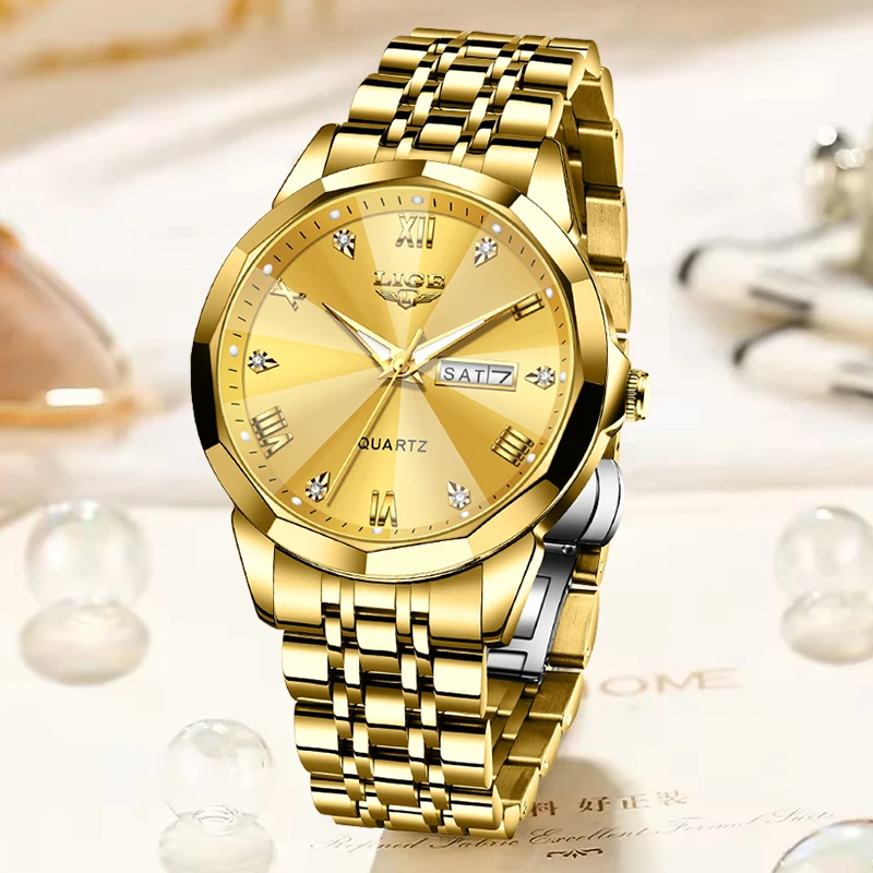 Часы LIGE, женские модные золотые водонепроницаемые светящиеся женские часы из нержавеющей стали, простой браслет, кварцевые часы Femme Reloj Mujer
Часы LIGE, женские модные золотые водонепроницаемые светящиеся женские часы из нержавеющей стали, простой браслет, кварцевые часы Femme Reloj Mujer