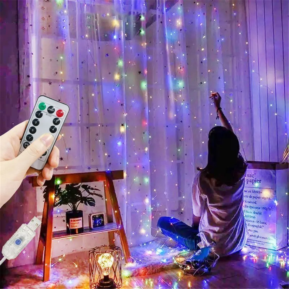 USB Curtain Lights 8 Mode LED Remote Control Fairy String Light Wedding Party Decor Christmas Decorations for Home Room Lamp
USB Curtain Lights 8 Mode LED Remote Control Fairy String Light Wedding Party Decor Christmas Decorations for Home Room Lamp