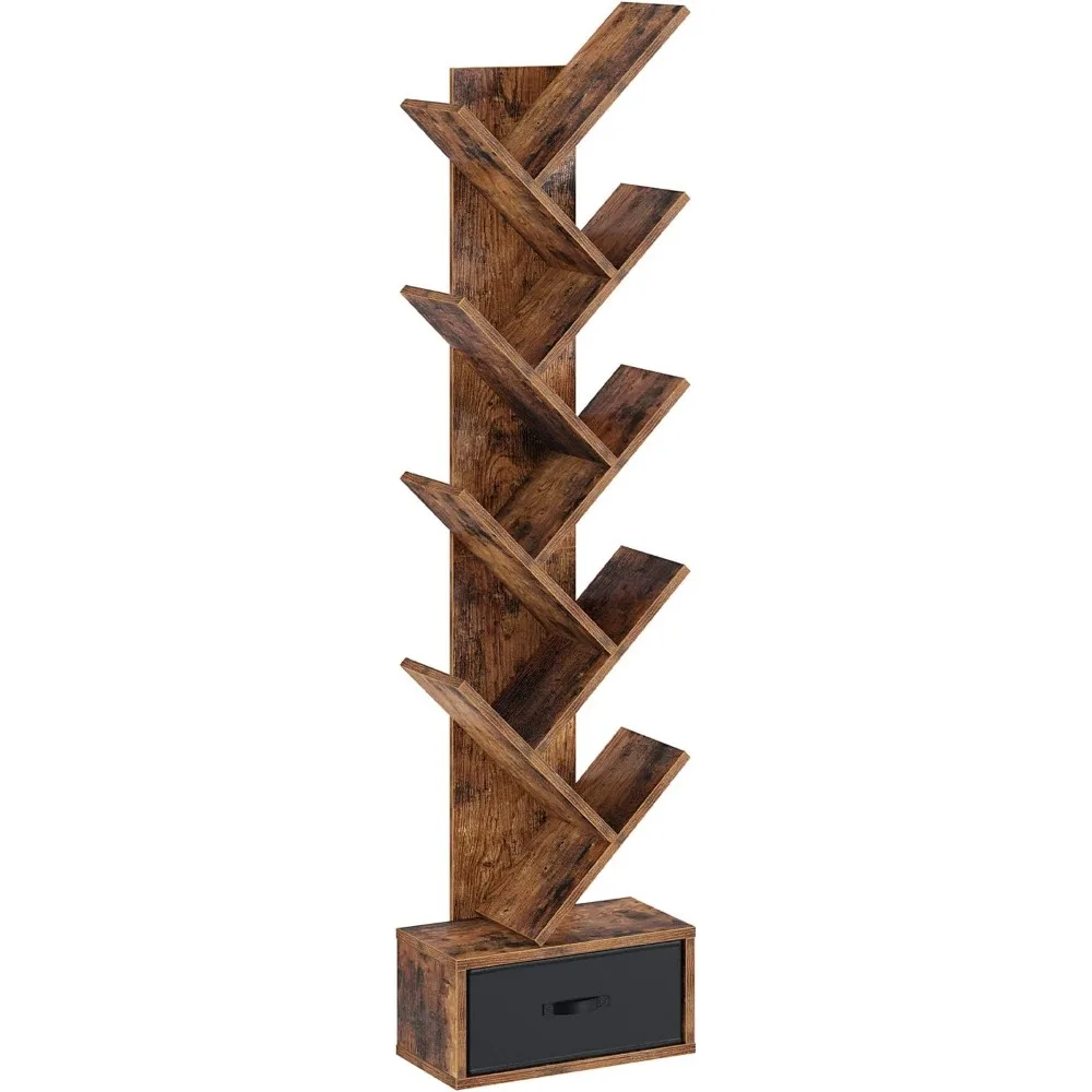 Wooden Tree Bookshelf with Drawer 9-Tier Storage Rack for Books CDs Movies Corner Bookcase Organizer for Living Room Bedroom
Wooden Tree Bookshelf with Drawer 9-Tier Storage Rack for Books CDs Movies Corner Bookcase Organizer for Living Room Bedroom