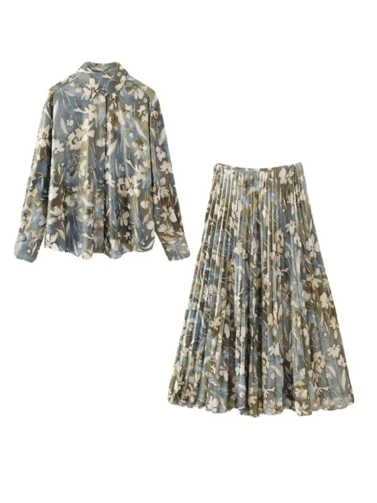 Ethnic Style Flower Pattern Women's Suit Lapel Single Breasted Long Sleeved Shirts A line Loose Ankle Length Skirts
Ethnic Style Flower Pattern Women's Suit Lapel Single Breasted Long Sleeved Shirts A line Loose Ankle Length Skirts