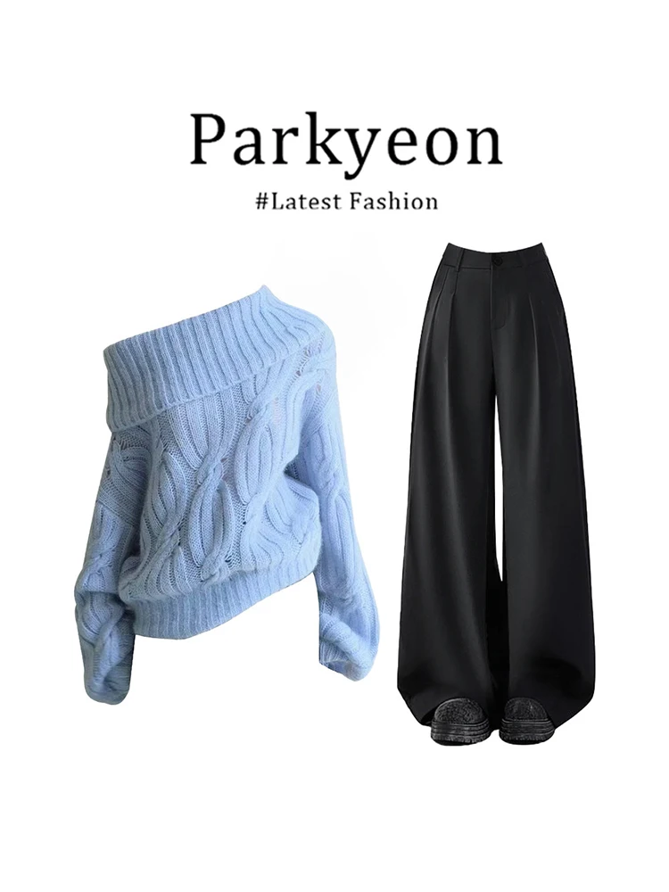 Parkyeon Blue Knitted Long Sleeve One-Shoulder Pullover Sweater Women's Spring New Lazy Top Comfortable Loose Fit Commute Style
Parkyeon Blue Knitted Long Sleeve One-Shoulder Pullover Sweater Women's Spring New Lazy Top Comfortable Loose Fit Commute Style