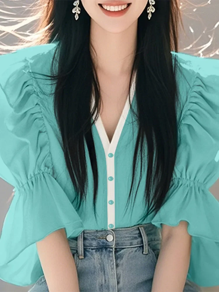 VONDA Vintage Summer Women Blouses Fashion Patchwork Ruffles Puff Sleeve V Neck Tops Tee OL Work Blusas Streetwear Tunic Tops
VONDA Vintage Summer Women Blouses Fashion Patchwork Ruffles Puff Sleeve V Neck Tops Tee OL Work Blusas Streetwear Tunic Tops