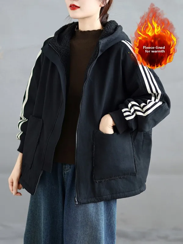 Двусторонняя одежда Thiened Fce Cotton Jaet, повседневная женская верхняя одежда свободного кроя большого размера с дизайном в полоску
Двусторонняя одежда Thiened Fce Cotton Jaet, повседневная женская верхняя одежда свободного кроя большого размера с дизайном в полоску