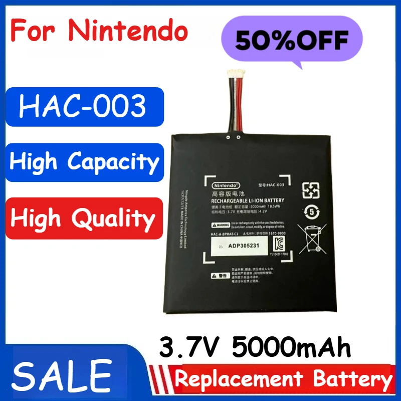 Battery 3.7V 5000mAh HAC-003 For Nintendo Switch Game Console HAC-001 Replacement Battery Brand-New High Quality
Battery 3.7V 5000mAh HAC-003 For Nintendo Switch Game Console HAC-001 Replacement Battery Brand-New High Quality