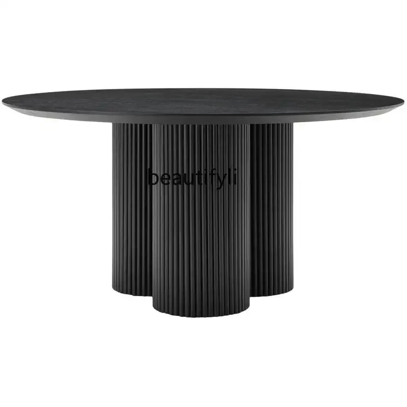 cqyDesigner solid wood dining table and chairs simple dining room round table household American black walnut round dining tabl
cqyDesigner solid wood dining table and chairs simple dining room round table household American black walnut round dining tabl