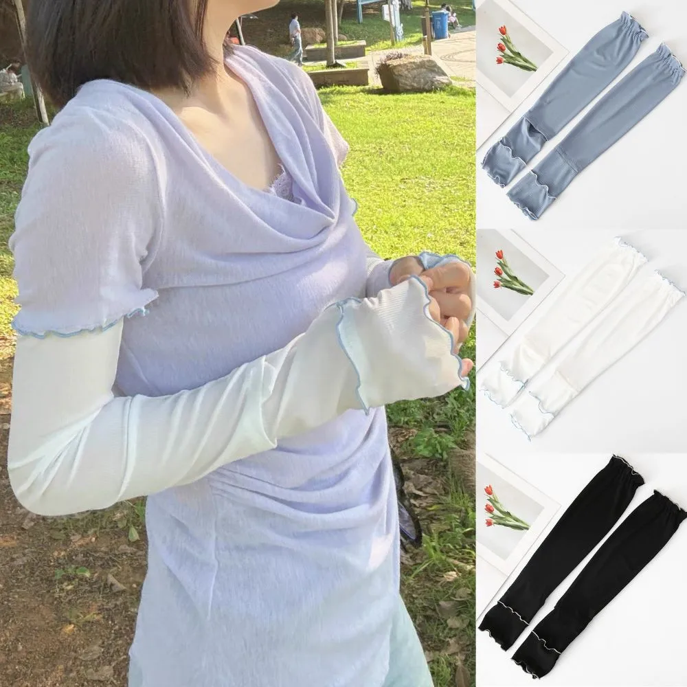 Women's Ice Silk Arm Sleeve Fashionable Ruffles Loose UV Protection Sleeves UPF50+ Arm Covers For Outdoor Sports Driving Cycling
Women's Ice Silk Arm Sleeve Fashionable Ruffles Loose UV Protection Sleeves UPF50+ Arm Covers For Outdoor Sports Driving Cycling