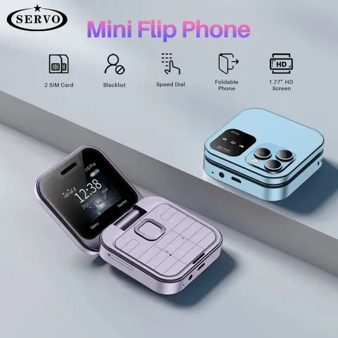 SERVO I16 Pro MIni Fold teléfono móvil 2G GSM tarjeta SIM Dual marcación rápida reproductor de vídeo voz mágica 3,5mm Jack FM pequeño teléfono móvil con tapa