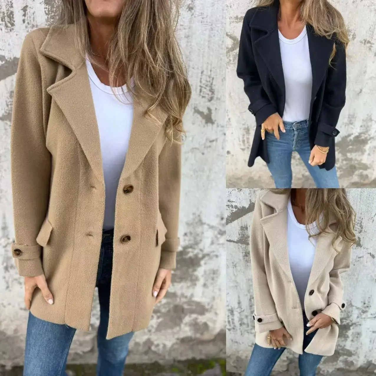 Women Autumn Winter Jacket Coat Solid Color Turndown Collar Button Long Sleeve Pockets Casual Fashion Comfortable Regular Fit
Women Autumn Winter Jacket Coat Solid Color Turndown Collar Button Long Sleeve Pockets Casual Fashion Comfortable Regular Fit