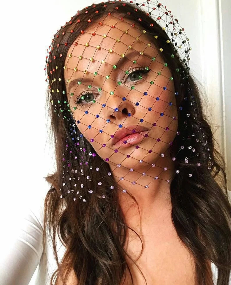 White Birdcage Veil Rainbow Crystal Black Veil on Headband Stunning Beaded Blusher Veil for Wedding Formal Party Fascinator 2022
White Birdcage Veil Rainbow Crystal Black Veil on Headband Stunning Beaded Blusher Veil for Wedding Formal Party Fascinator 2022