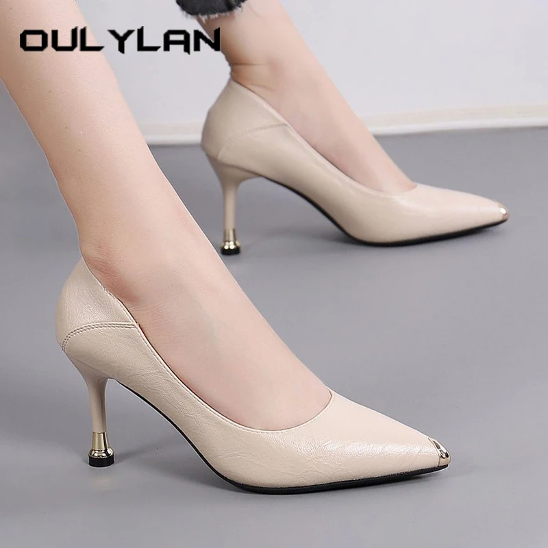 Oulylan Формальные туфли для женщин с острым носком, мягкие кожаные туфли на высоком каблуке, классические однотонные летние повседневные офисные туфли на шпильке
Oulylan Формальные туфли для женщин с острым носком, мягкие кожаные туфли на высоком каблуке, классические однотонные летние повседневные офисные туфли на шпильке