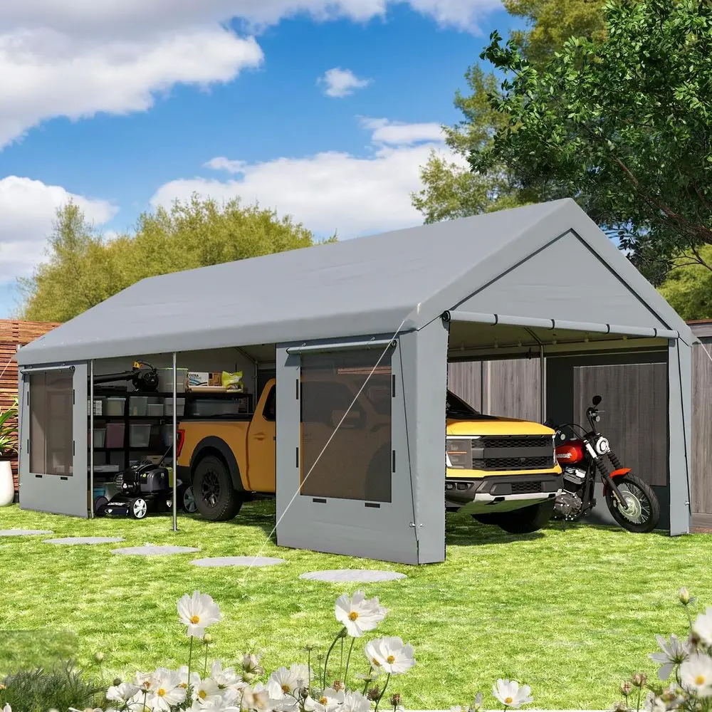 12' x 24' Heavy Duty Carport,Portable Garage with UV Protection & Steel e, Car Port with Removable Sidewalls, All-Season Car or
12' x 24' Heavy Duty Carport,Portable Garage with UV Protection & Steel e, Car Port with Removable Sidewalls, All-Season Car or