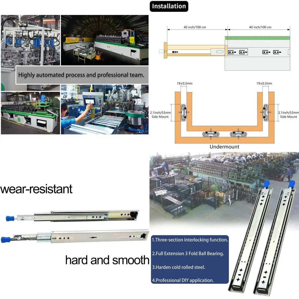 40 Inch 260 lbs Capacity Heavy-Duty Locking Drawer Slides with Screws, Full Extension, Stainless Steel Rails, and Hardware
40 Inch 260 lbs Capacity Heavy-Duty Locking Drawer Slides with Screws, Full Extension, Stainless Steel Rails, and Hardware
