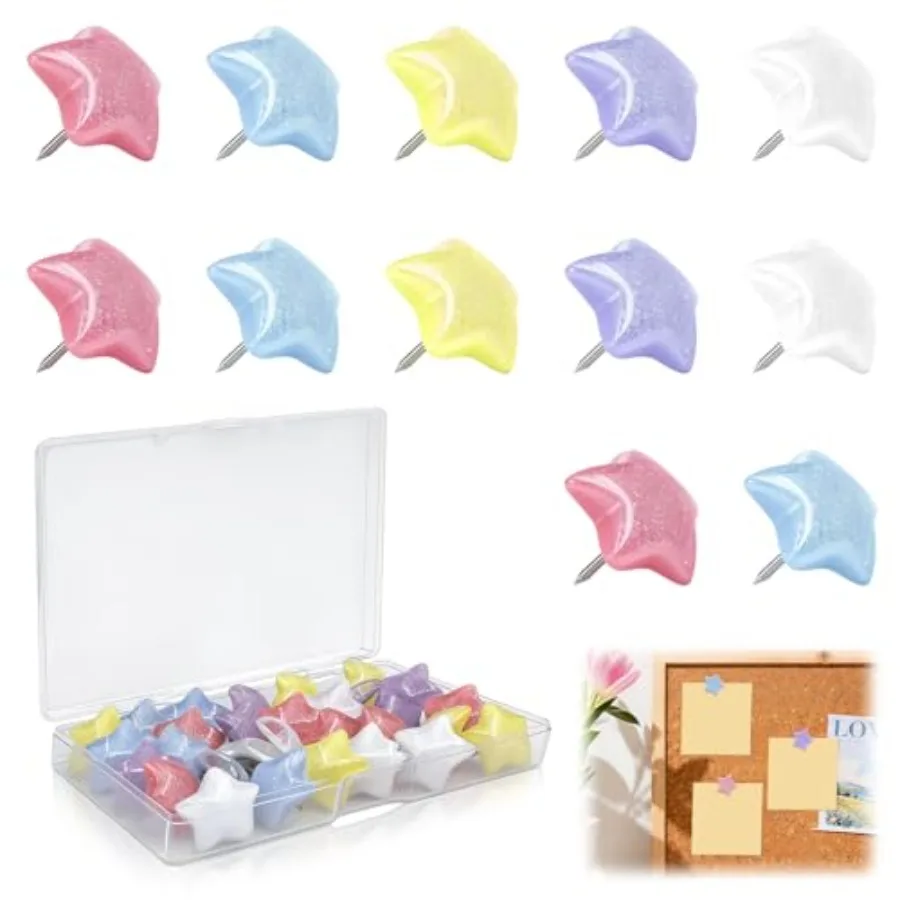 30 Pcs Star-Shaped Thumbtacks Metal Thumb Tacks with Plastic Heads for Office Home School Bulletin Board Decorative Push Pins R
30 Pcs Star-Shaped Thumbtacks Metal Thumb Tacks with Plastic Heads for Office Home School Bulletin Board Decorative Push Pins R