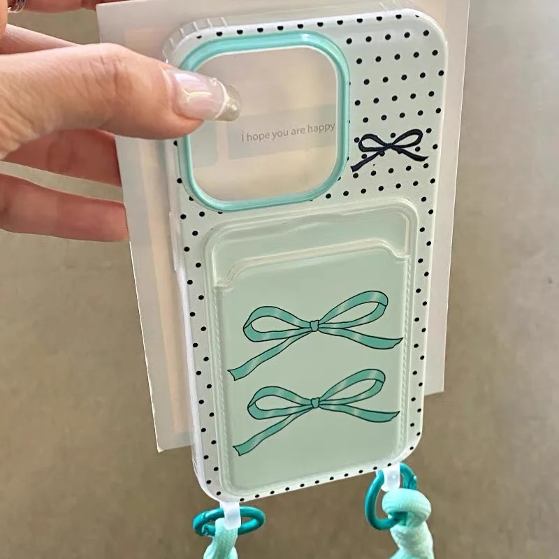 Korea Cute Blue bowknot polka dot Wallet Card Holder Soft Phone Case For iPhone 12 13 14 15 16 17Pro Max Cover With Lanyard
Korea Cute Blue bowknot polka dot Wallet Card Holder Soft Phone Case For iPhone 12 13 14 15 16 17Pro Max Cover With Lanyard 
