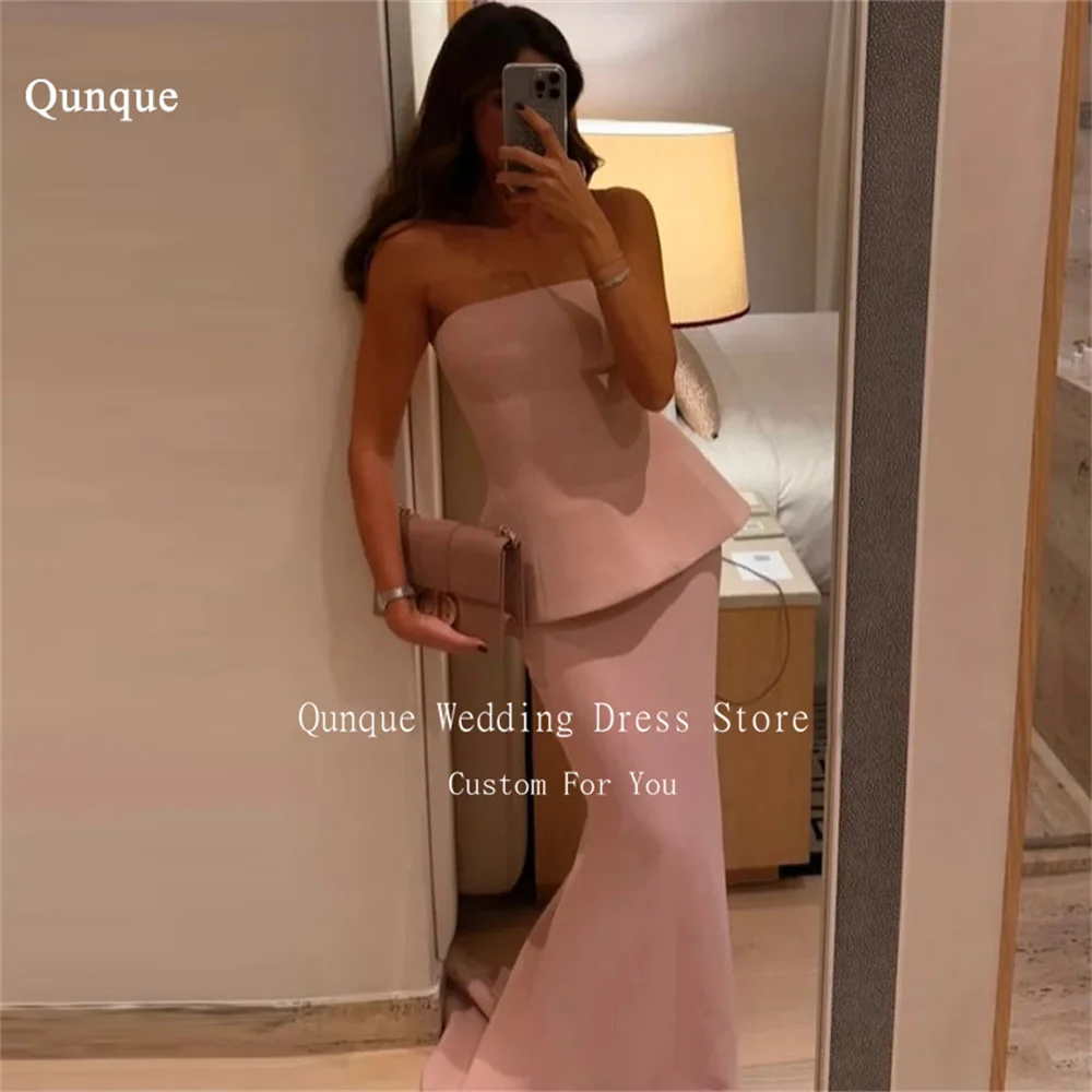 Qunque Flesh Pink Satin Women's Formal Evening Gowns Simple Mermaid Sleeveless Prom Dresses Strapless Robes De Soirée Customized
Qunque Flesh Pink Satin Women's Formal Evening Gowns Simple Mermaid Sleeveless Prom Dresses Strapless Robes De Soirée Customized
