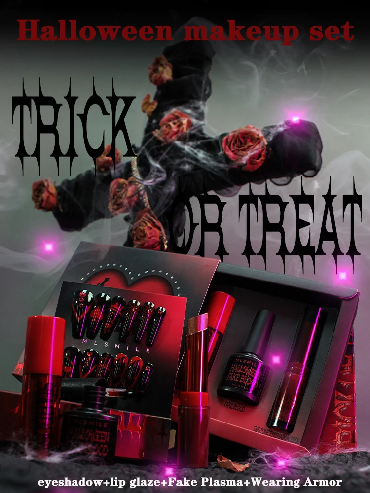 MLSMILE Halloween Makeup Set Eyeshadow Glitter Lip Glaze Fake Blood Wearing Armor 4pcs/set Festive Set Trick or Treat Cosmetics
MLSMILE Halloween Makeup Set Eyeshadow Glitter Lip Glaze Fake Blood Wearing Armor 4pcs/set Festive Set Trick or Treat Cosmetics