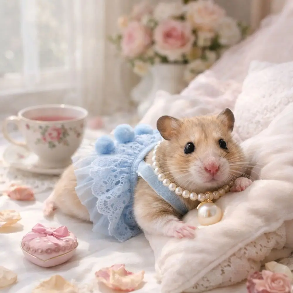 Beautiful Hamster Lace Skirt with Pearl Necklace Handmade Small Pet Vest Comfortable Animals Princess Dress Four Seasons Wear
Beautiful Hamster Lace Skirt with Pearl Necklace Handmade Small Pet Vest Comfortable Animals Princess Dress Four Seasons Wear
