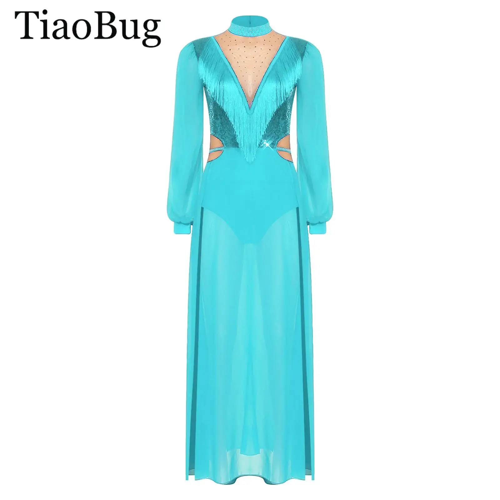 Womens Belly Dance Fringed Dress Shiny Sequin Tassel Long Sleeve Bodysuit Slit Chiffon Maxi Dress Ballroom Latin Rumba
Womens Belly Dance Fringed Dress Shiny Sequin Tassel Long Sleeve Bodysuit Slit Chiffon Maxi Dress Ballroom Latin Rumba
