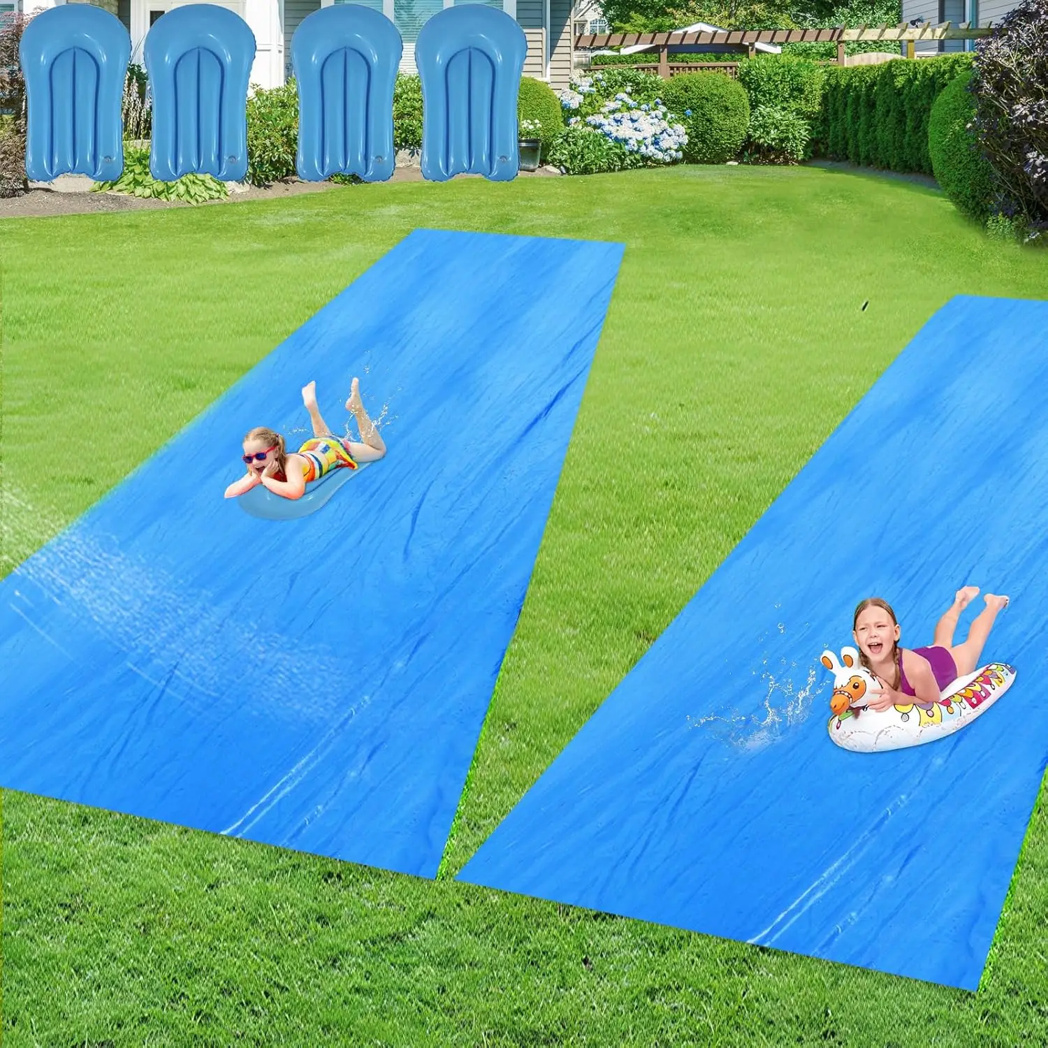 2-Pack 30x6ft Heavy Duty Slip and Slide with Bodyboards, Extra Long Backyard Water Slide Tarp for Adults
2-Pack 30x6ft Heavy Duty Slip and Slide with Bodyboards, Extra Long Backyard Water Slide Tarp for Adults