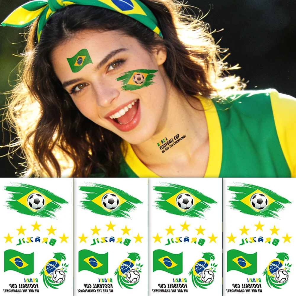 6 Sheets Brazil Flag Temporary Tattoos Football Sports Face Stickers For Fans Gathering Festival Party Competition Decor
6 Sheets Brazil Flag Temporary Tattoos Football Sports Face Stickers For Fans Gathering Festival Party Competition Decor