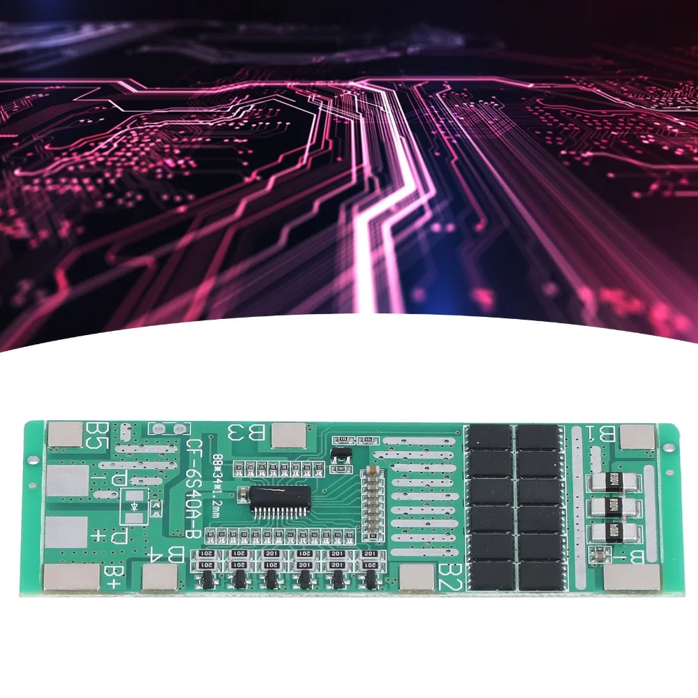24V Lithium Battery Protection Board 6S With Balance 6S 40A Protection Board 40A BMS Battery Cell Protection Board
24V Lithium Battery Protection Board 6S With Balance 6S 40A Protection Board 40A BMS Battery Cell Protection Board