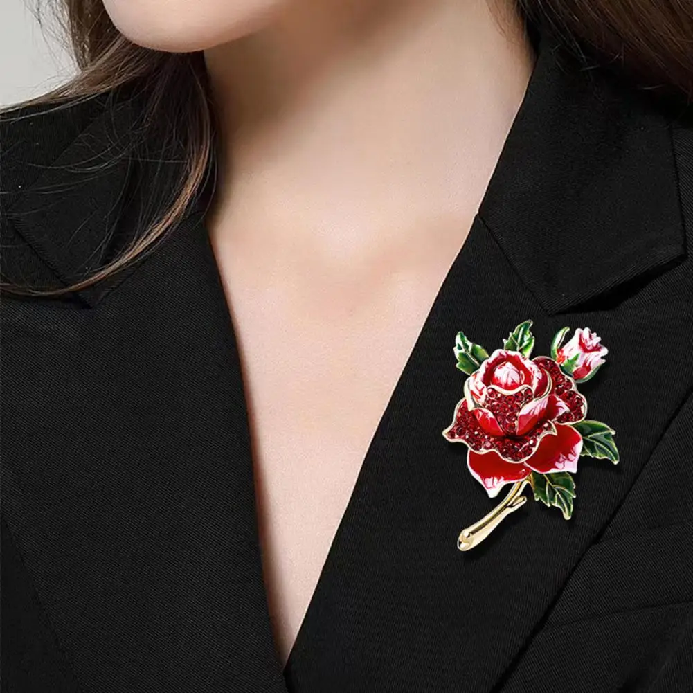 Stylish Flower Pin Elegant Red Rose Flower Brooch Pin Enamel Rhinestone Floral Lapel Pin Women's Party Dance Wedding Jewelry
Stylish Flower Pin Elegant Red Rose Flower Brooch Pin Enamel Rhinestone Floral Lapel Pin Women's Party Dance Wedding Jewelry