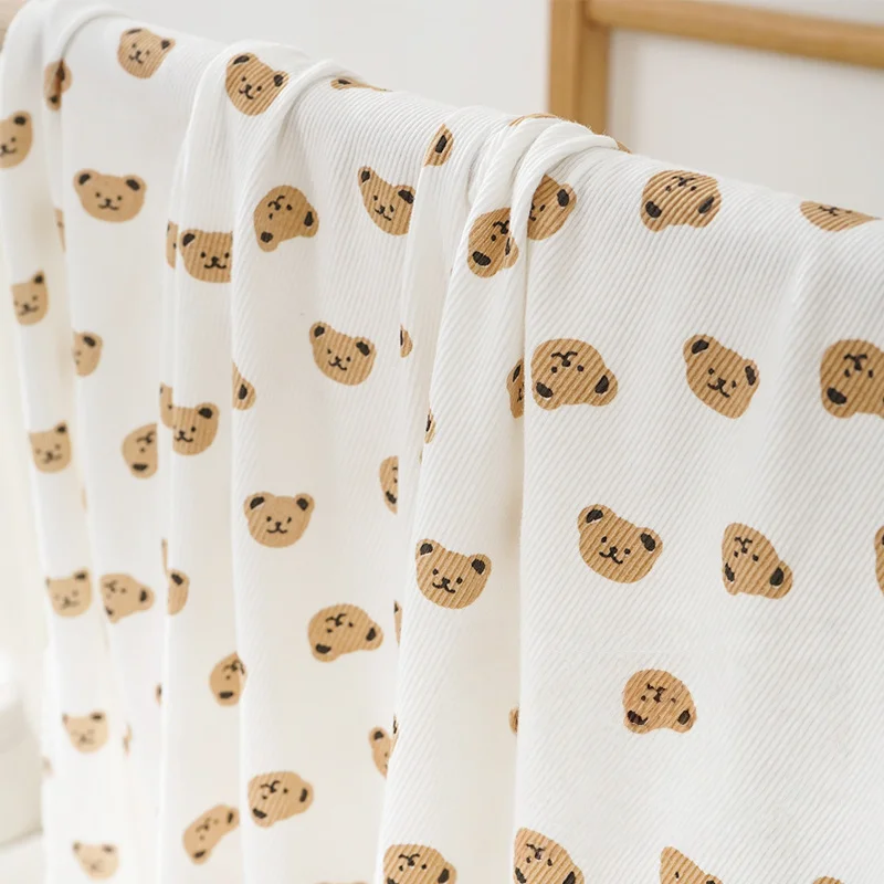 135x100cm Low Elastic Ribbed Knitted Small Bear Printed Pure Cotton Fabric For Children's Clothing Handmade DIY Fabric
135x100cm Low Elastic Ribbed Knitted Small Bear Printed Pure Cotton Fabric For Children's Clothing Handmade DIY Fabric