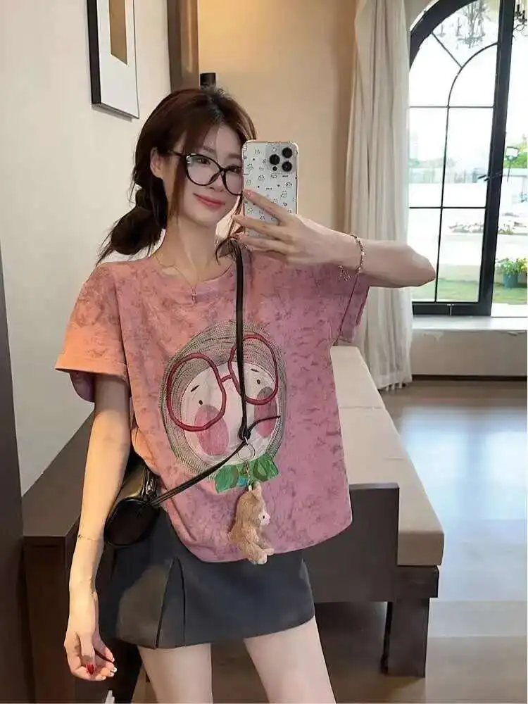 Cute Printed Short Sleeved T-shirt For Women In Summer 2025, New Casual Loose Slimming Versatile Pullover Top
Cute Printed Short Sleeved T-shirt For Women In Summer 2025, New Casual Loose Slimming Versatile Pullover Top