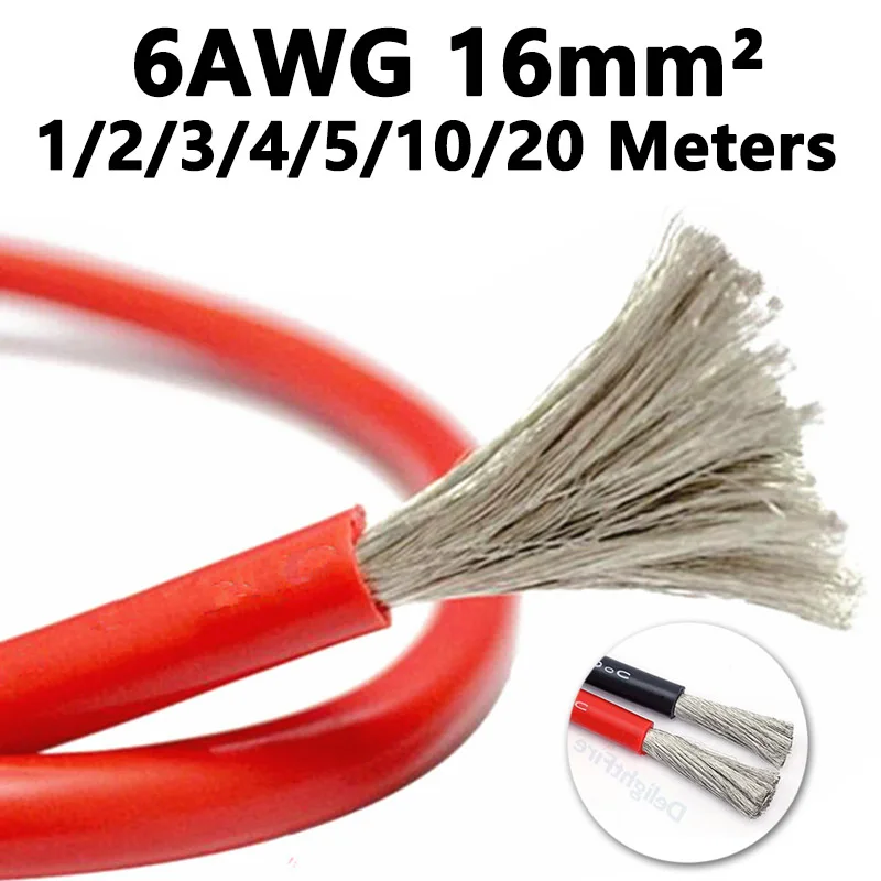 6AWG Silicone Wire Heat Resistant Red Black 6Gauge Solar Electrical Cable For Inverter Car Battery Welding Machine Automotive
6AWG Silicone Wire Heat Resistant Red Black 6Gauge Solar Electrical Cable For Inverter Car Battery Welding Machine Automotive
