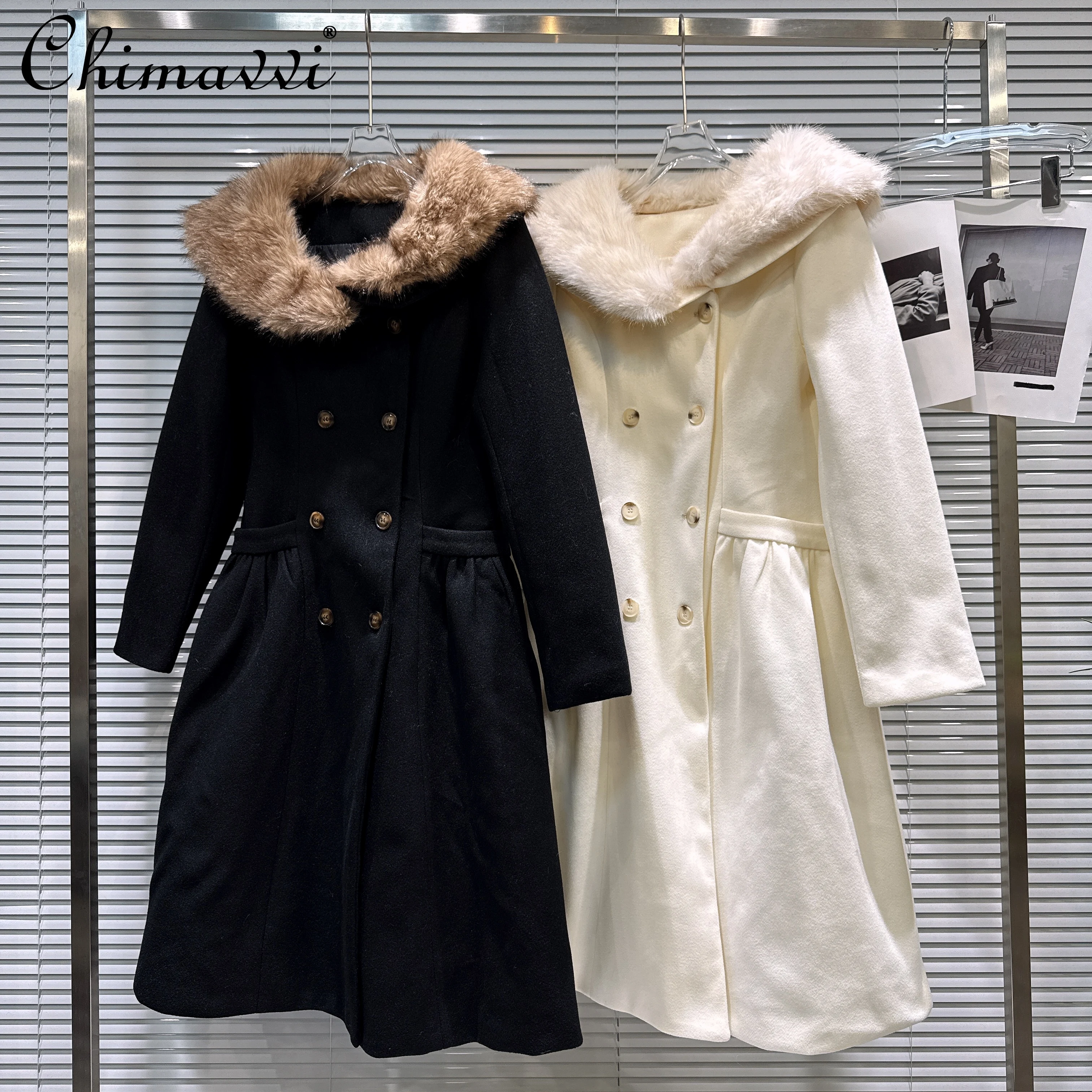 French Style Elegant Fur Collar Long Sleeve Double-Breasted Slim Fit Versatile Casual Wool Coat for Women Winter Long Jackets
French Style Elegant Fur Collar Long Sleeve Double-Breasted Slim Fit Versatile Casual Wool Coat for Women Winter Long Jackets