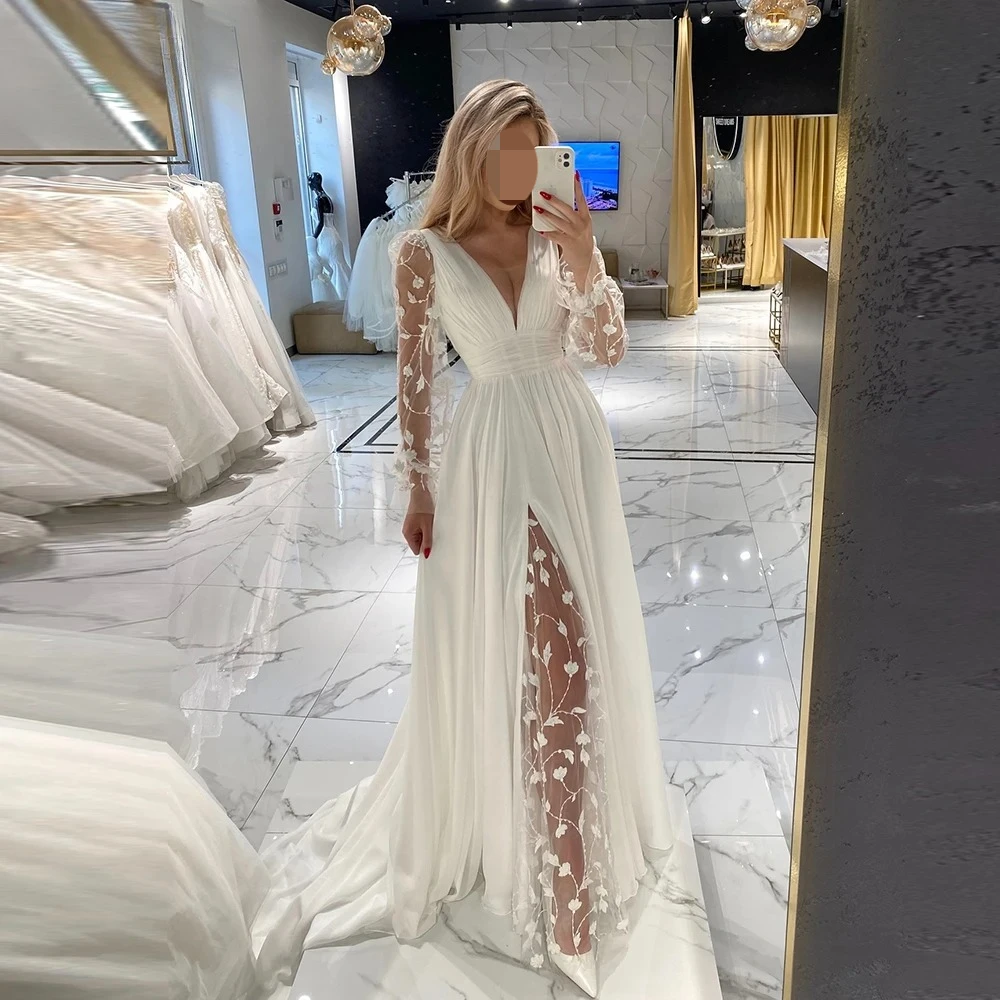 SoDigne шифоновое платье трапециевидной формы для невесты с длинными рукавами и v-образным вырезом, аппликациями, свадебное платье в стиле бохо, свадебные платья, платья de novia по индивидуальному заказу
SoDigne шифоновое платье трапециевидной формы для невесты с длинными рукавами и v-образным вырезом, аппликациями, свадебное платье в стиле бохо, свадебные платья, платья de novia по индивидуальному заказу