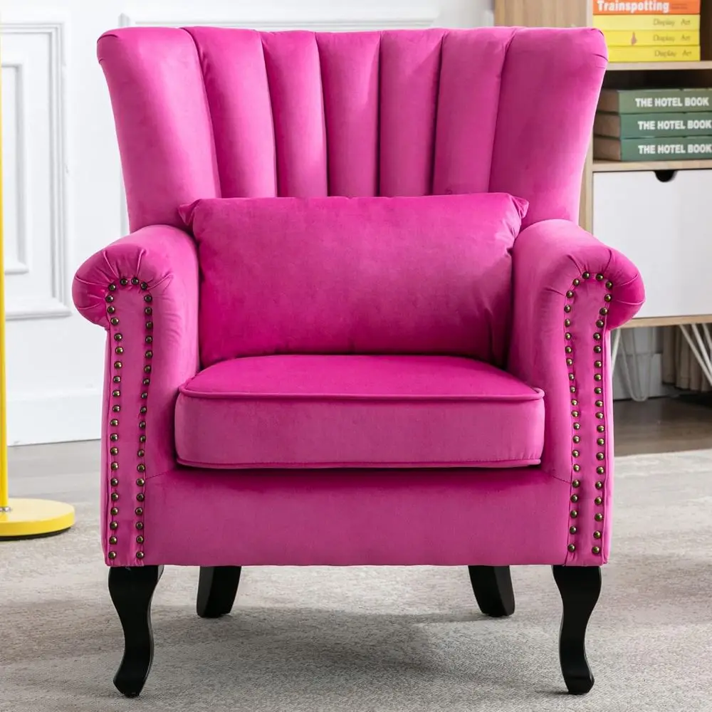 Velvet Upholstered Accent Chair with Wingback, Comfortable for Small Spaces, Bedroom or Living Room, Hot Pink
Velvet Upholstered Accent Chair with Wingback, Comfortable for Small Spaces, Bedroom or Living Room, Hot Pink