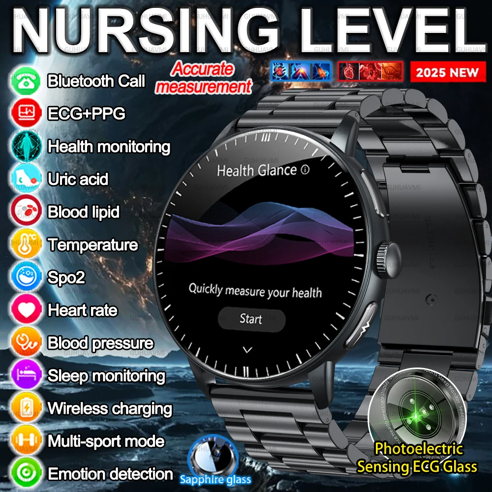 New 2025 Micro Physical Examination Blood Lipids Uric Acid Blood Pressure Smart Watch Men ECG+PPG Clock BT Call Smart Watch Men
New 2025 Micro Physical Examination Blood Lipids Uric Acid Blood Pressure Smart Watch Men ECG+PPG Clock BT Call Smart Watch Men