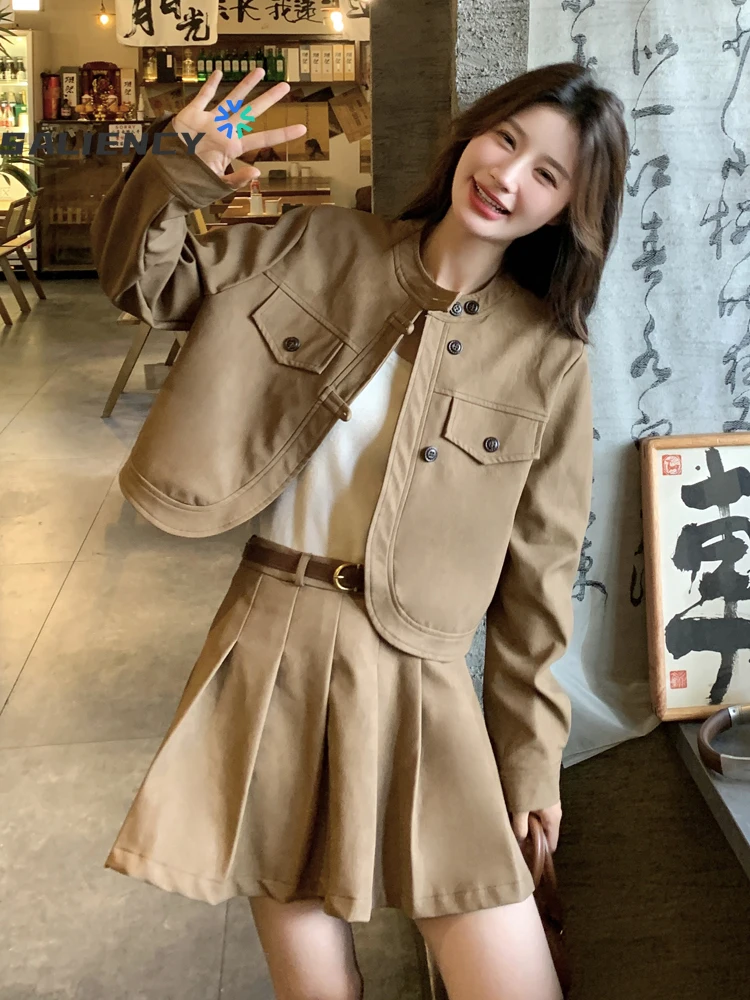 SALIENCY Y2k Style Suede Short Jacket Mini Skirt Set Fashion Cardigan Coat and Pleated Mini Skirt for Women Autumn 2 Pieces Set
SALIENCY Y2k Style Suede Short Jacket Mini Skirt Set Fashion Cardigan Coat and Pleated Mini Skirt for Women Autumn 2 Pieces Set