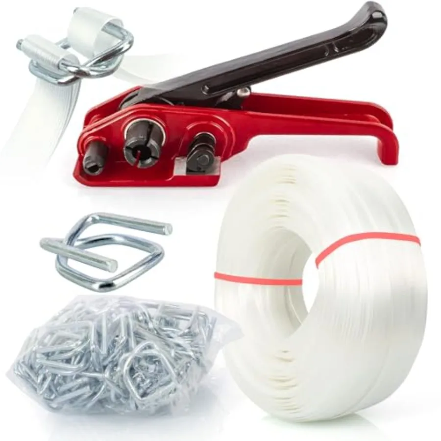 Heavy Duty Packing Strapping kit, Pallet Packing Strapping Tool, 3/4" x 320' Woven Cord Strapping Set, 2000 lbs Break Strength,
Heavy Duty Packing Strapping kit, Pallet Packing Strapping Tool, 3/4" x 320' Woven Cord Strapping Set, 2000 lbs Break Strength,