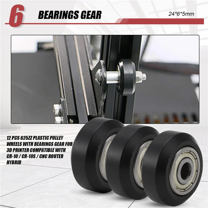12 Pcs 625Zz Plastic Pulley Wheels With Bearings Gear For 3D Printer Compatible With CR-10 / CR-10S / CNC Router Hybrid-AA26
12 Pcs 625Zz Plastic Pulley Wheels With Bearings Gear For 3D Printer Compatible With CR-10 / CR-10S / CNC Router Hybrid-AA26