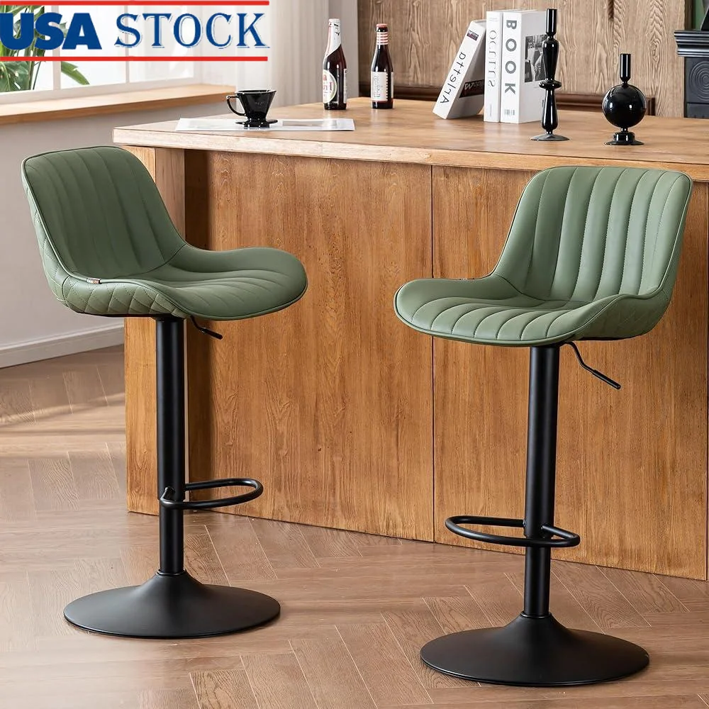 Adjustable Swivel Bar Stools Set of 2 Kitchen Counter Height Chairs with Backs Faux Leather Ergonomic Design Non-Slip Base
Adjustable Swivel Bar Stools Set of 2 Kitchen Counter Height Chairs with Backs Faux Leather Ergonomic Design Non-Slip Base