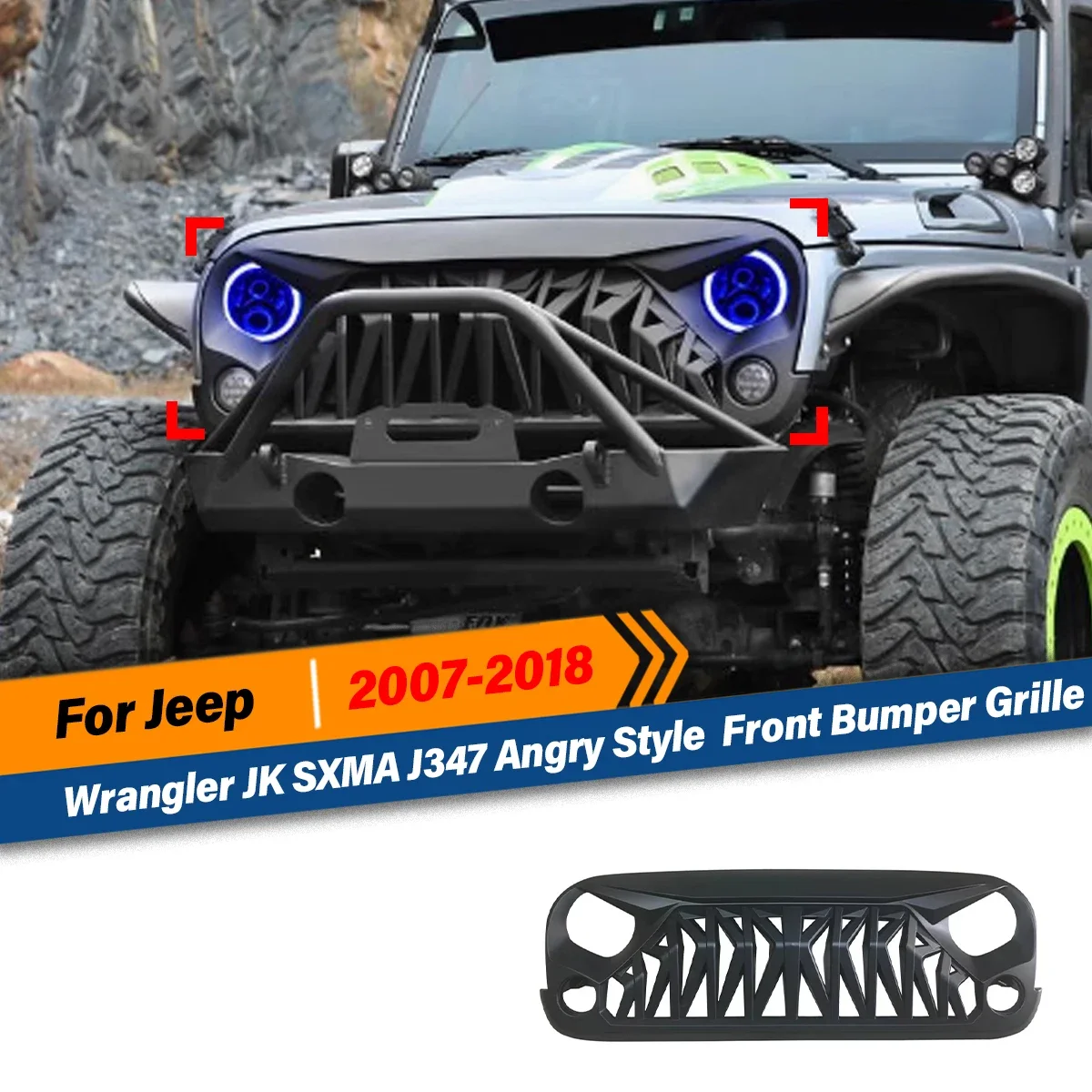 For Jeep Wrangler JK 2007 2008 2009 2010 2011 2012 2013 2014 2015 2016 2017 Front Bumper Grille Mesh Grill Racing Angry Style
For Jeep Wrangler JK 2007 2008 2009 2010 2011 2012 2013 2014 2015 2016 2017 Front Bumper Grille Mesh Grill Racing Angry Style