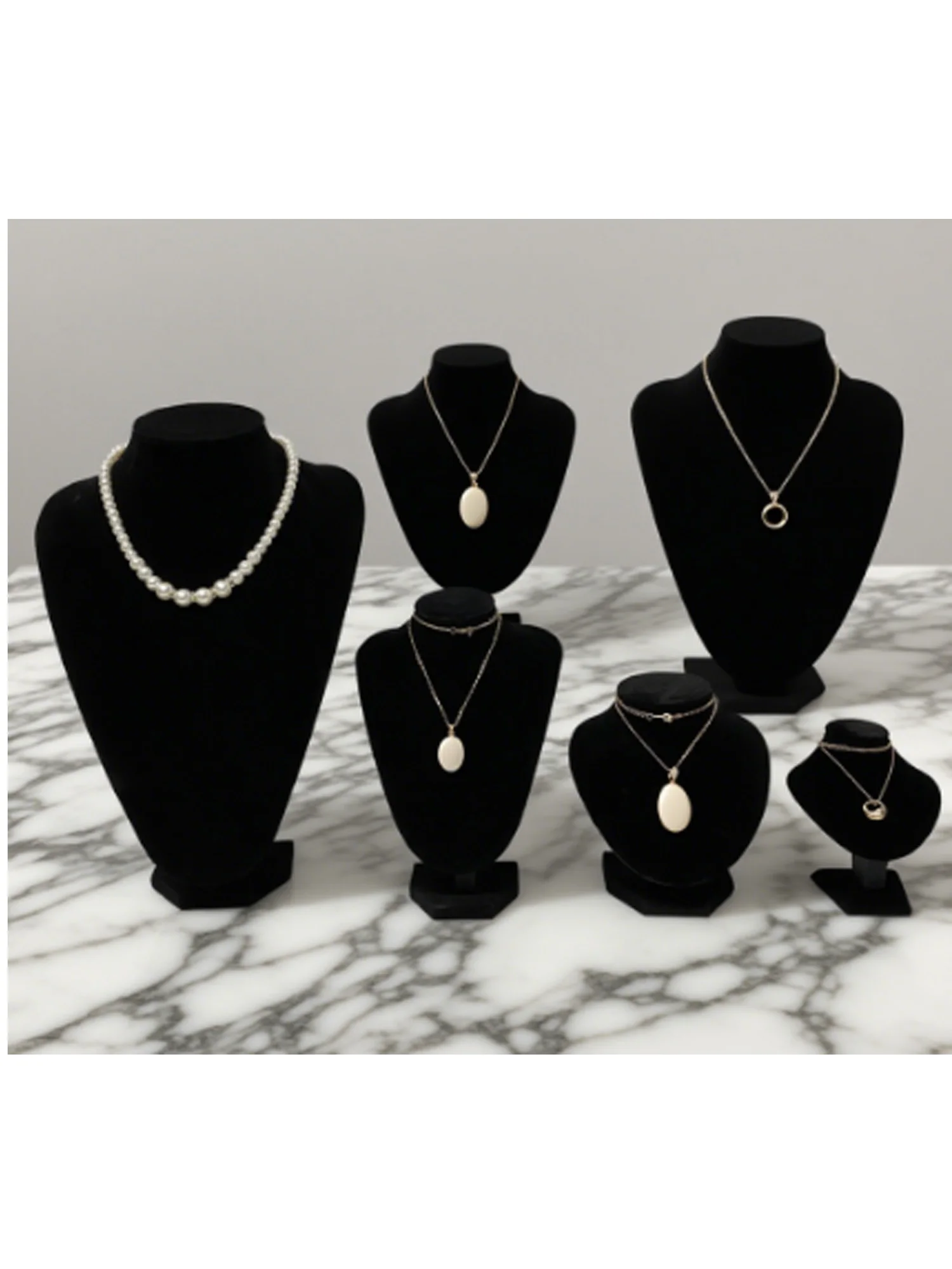 Black Velvet Jewelry Display Stand for Necklaces Pendants Earrings Ring Holder Mannequin Bust
Black Velvet Jewelry Display Stand for Necklaces Pendants Earrings Ring Holder Mannequin Bust